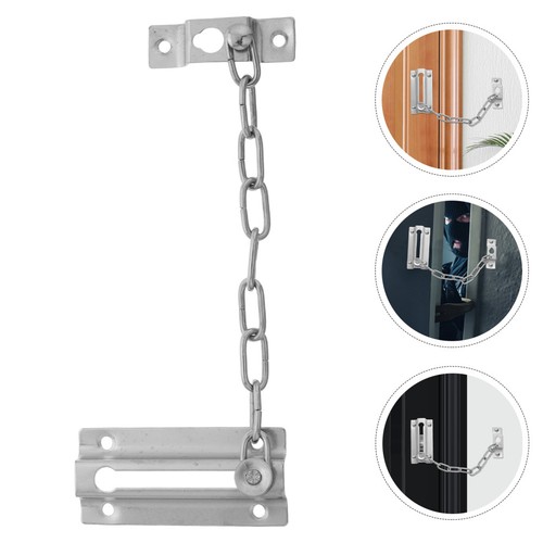Nickel steel door chain lock - door,